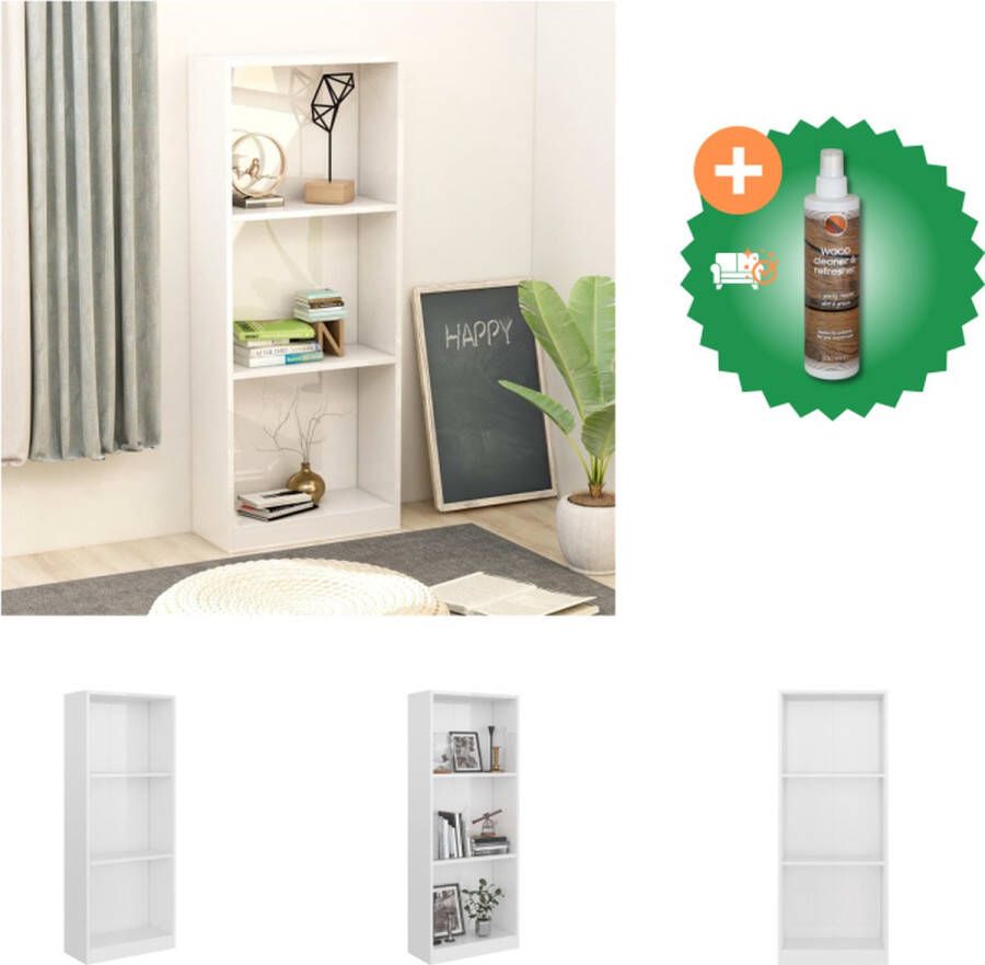 VidaXL Boekenkast Hoge boekenkast Hoogglans wit 40 x 24 x 108 cm Kast Inclusief Houtreiniger en verfrisser