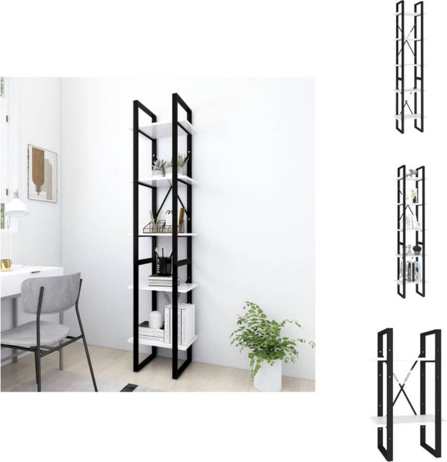 VidaXL Boekenkast Hoge en Lage Kast Wit Bewerkt hout en metaal 40 x 30 x 105 cm 40 x 30 x 70 cm Montage vereist Kast - Foto 3