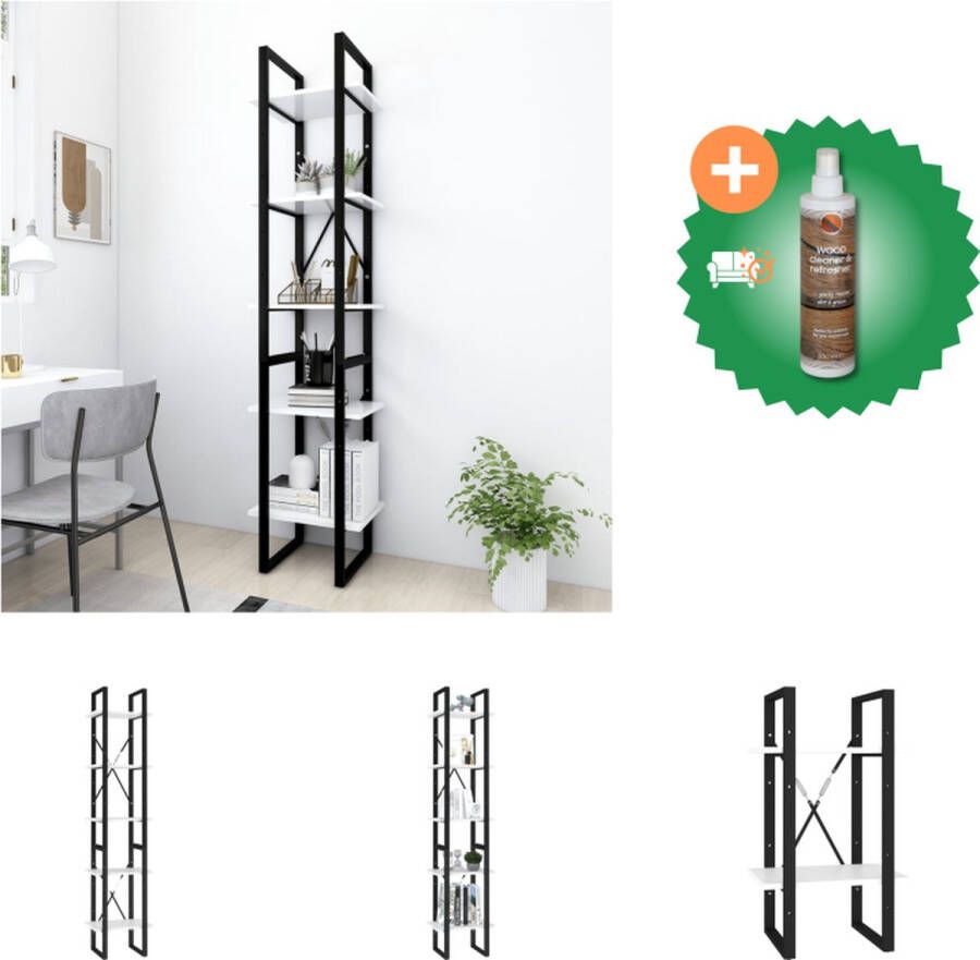 VidaXL Boekenkast Hoge en Lage Kast Wit Bewerkt hout en metaal 40 x 30 x 105 cm 40 x 30 x 70 cm Montage vereist Kast Inclusief Houtreiniger en verfrisser