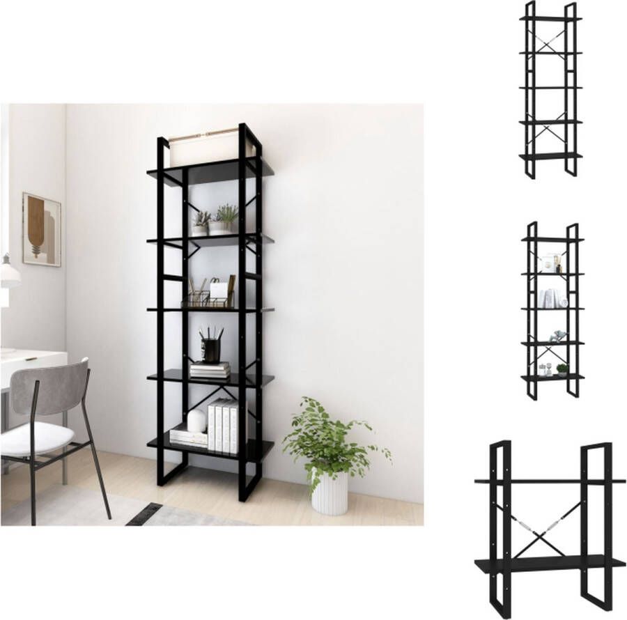 VidaXL Boekenkast Hoge en lage kast Zwart Bewerkt hout en metaal 60 x 30 x 105 cm (B x D x H) Montage vereist Kast