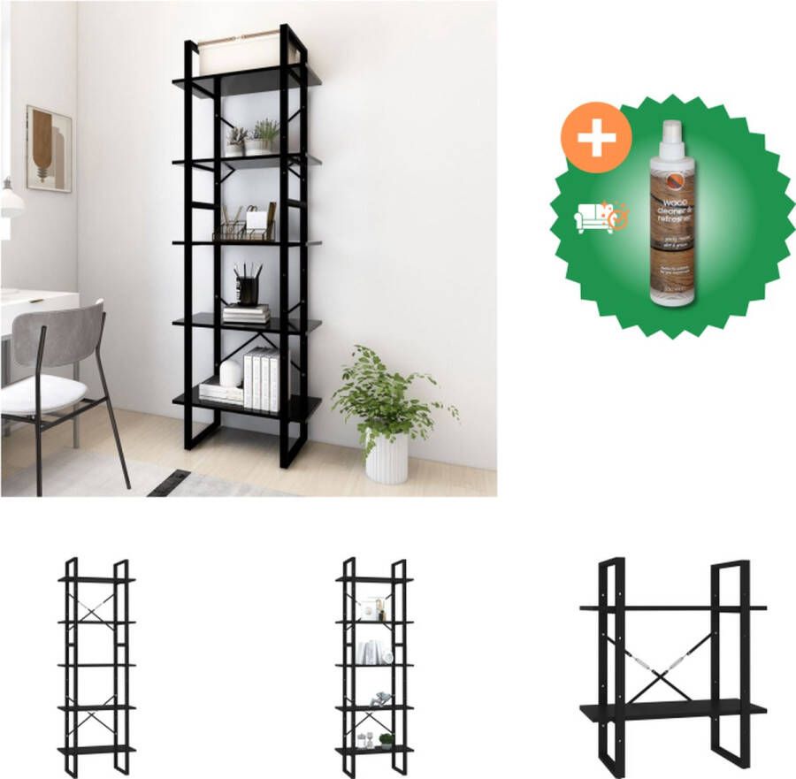 VidaXL Boekenkast Hoge en lage kast Zwart Bewerkt hout en metaal 60 x 30 x 105 cm (B x D x H) Montage vereist Kast Inclusief Houtreiniger en verfrisser