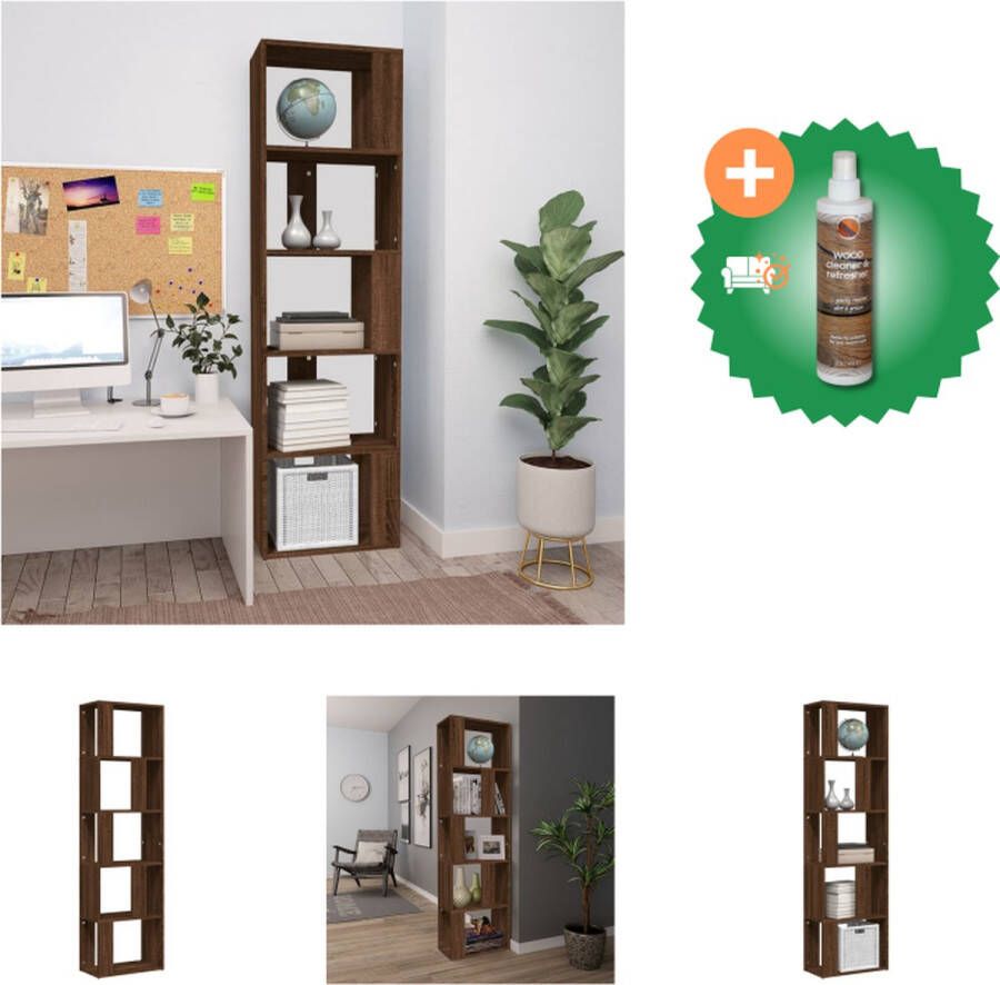 VidaXL Boekenkast 45x24x160 cm bewerkt hout bruineikenkleurig Kast Inclusief Houtreiniger en verfrisser