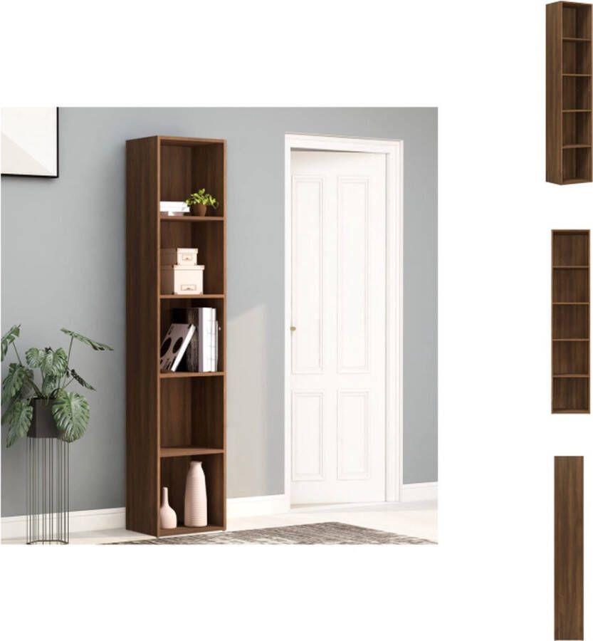 VidaXL Boekenkast Hoge Kwaliteit Voldoende Opbergruimte Tijdloos Design Montage Vereist Bruineiken 40 x 30 x 189 cm Kast