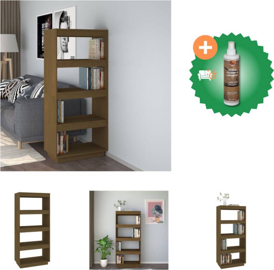 VidaXL Boekenkast Honey 60 x 35 x 135 cm Massief grenenhout Kast Inclusief Houtreiniger en verfrisser