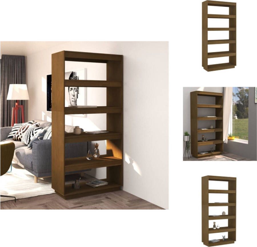 VidaXL Boekenkast Boekenkasten Houten Boekenkast Kamerscherm Boekenkast kamerscherm 80x35x135 cm grenenhout honingbruin - Foto 2