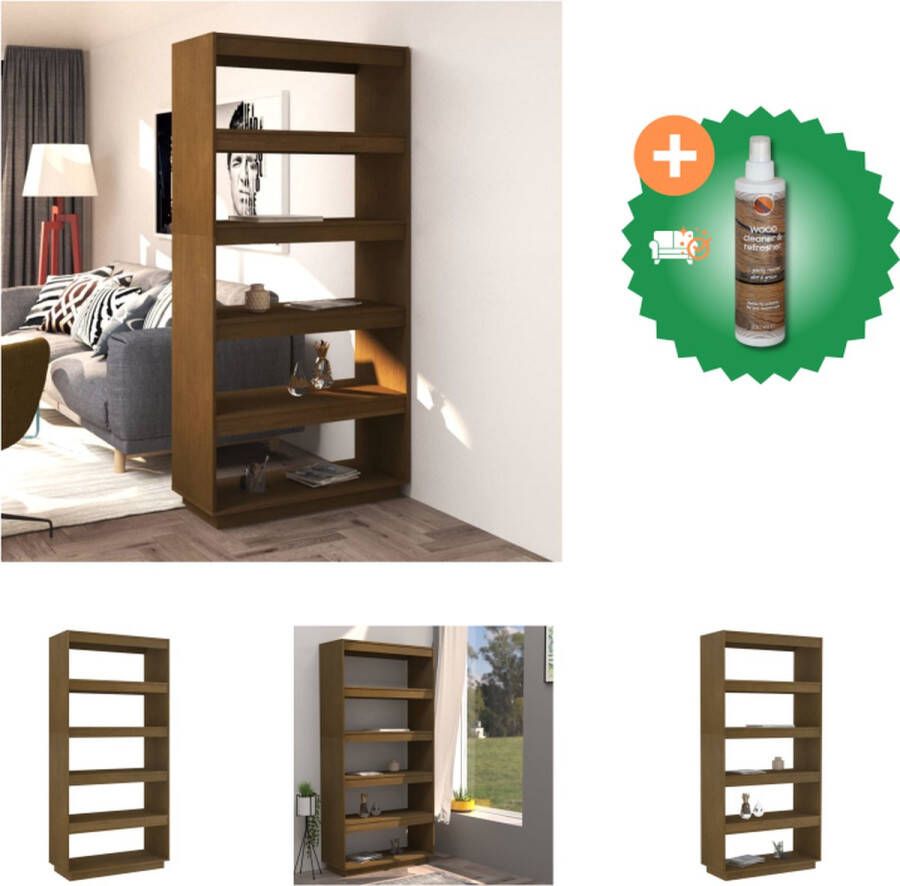 VidaXL Boekenkast kamerscherm 80x35x167 cm grenenhout honingbruin Kast Inclusief Houtreiniger en verfrisser