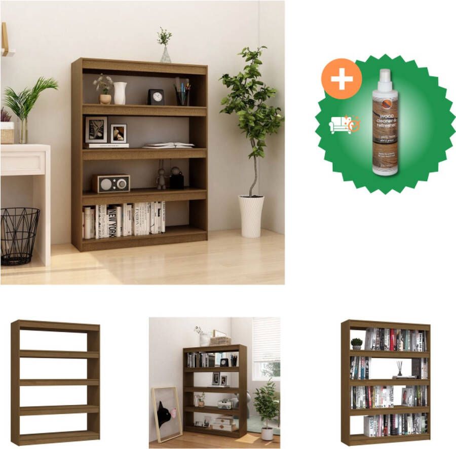 VidaXL Boekenkast kamerscherm 100x30x135-5 cm grenenhout honingbruin Kast Inclusief Houtreiniger en verfrisser