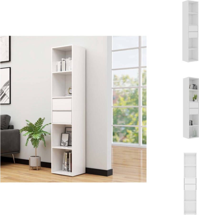 VidaXL Boekenkast Boekenkasten Boekenplank Boekenplanken Boekenkast 36x30x171 cm bewerkt hout hoogglans wit - Foto 2