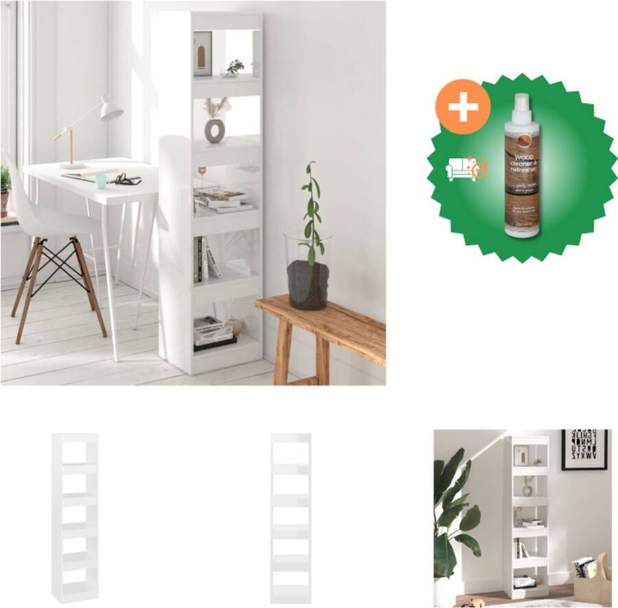 VidaXL Boekenkast Hoogglans wit 40 x 30 x 166 cm Bewerkt hout Kast Inclusief Houtreiniger en verfrisser