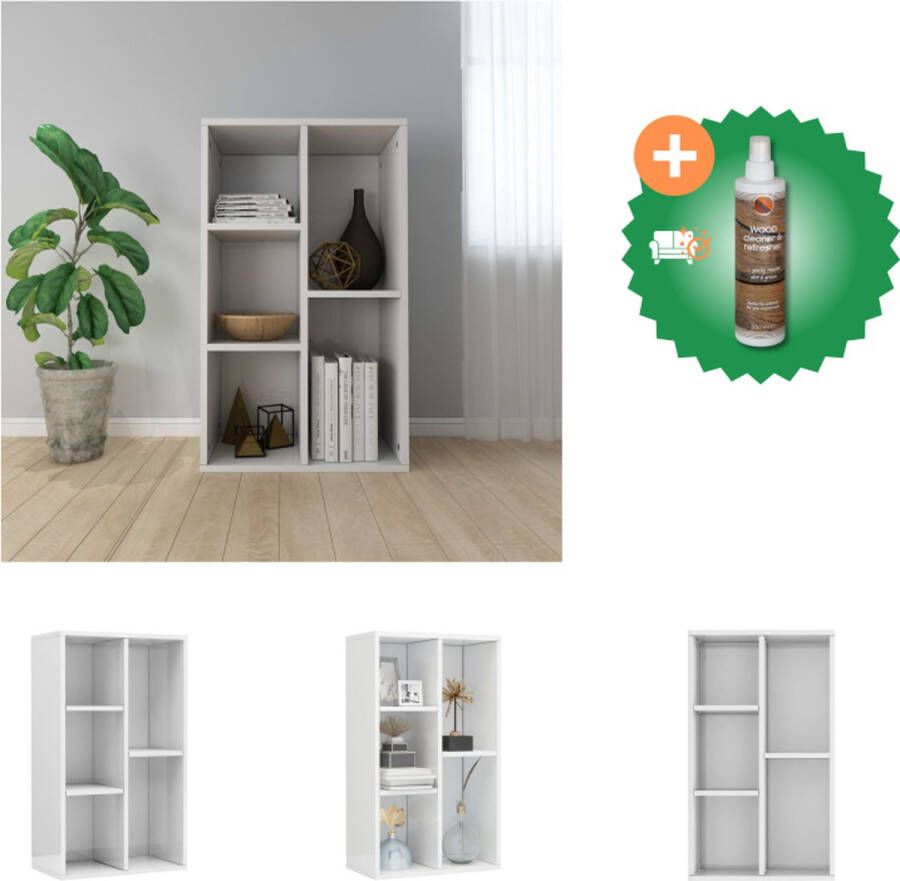 VidaXL Boekenkast Hoogglans wit 50 x 25 x 80 cm 5 vakken Spaanplaat Kast Inclusief Houtreiniger en verfrisser