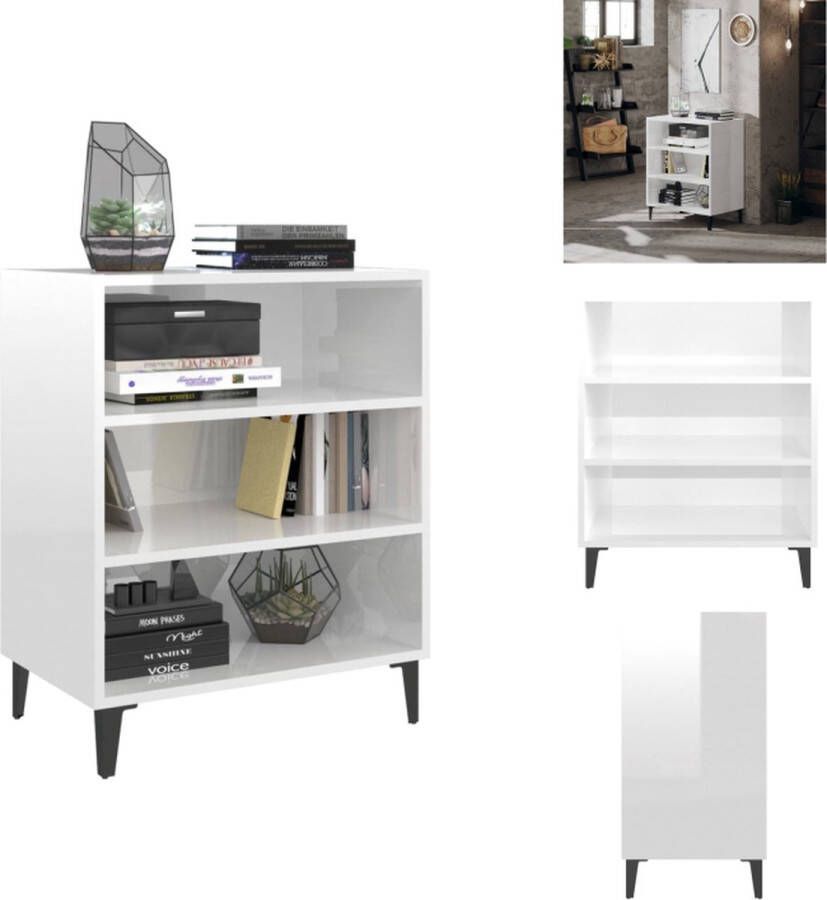 VidaXL Boekenkast Hoogglans wit 57 x 35 x 70 cm Spaanplaat en metaal Keukenkast