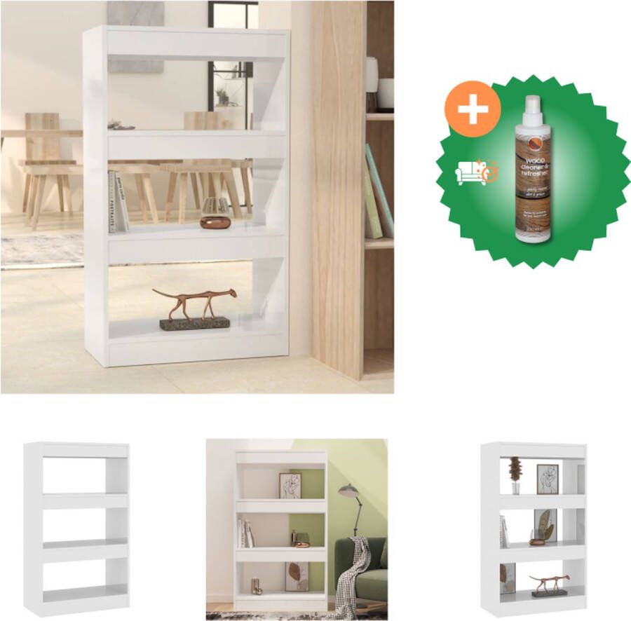 VidaXL Boekenkast Hoogglans Wit 60 x 30 x 103 cm Stabiel en veelzijdig Kast Inclusief Houtreiniger en verfrisser