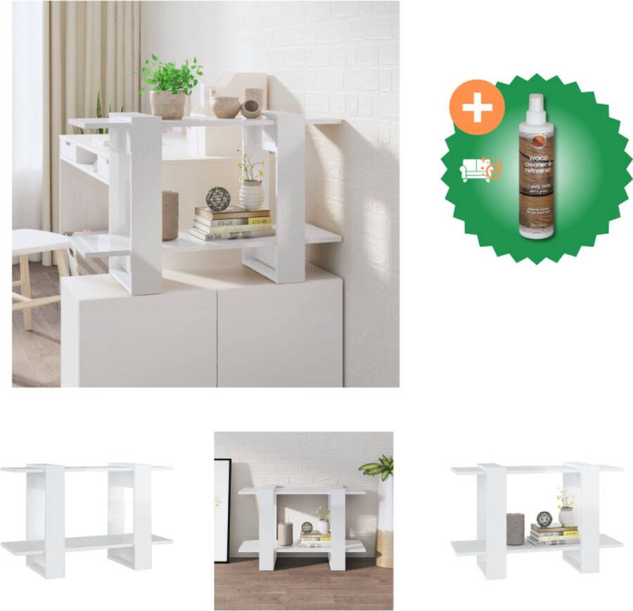 VidaXL Boekenkast Hoogglans Wit 80x30x51 cm Bewerkt Hout Kast Inclusief Houtreiniger en verfrisser