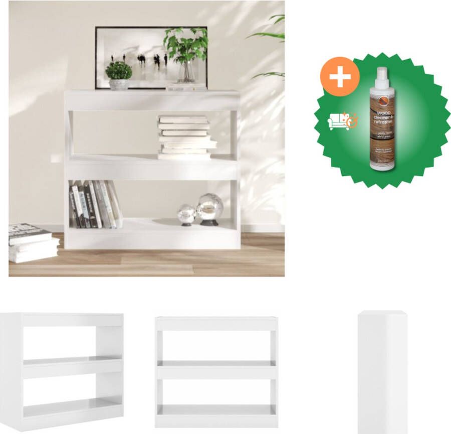 VidaXL Boekenkast Hoogglans Wit 80x30x72 cm Veelzijdig meubel Kast Inclusief Houtreiniger en verfrisser