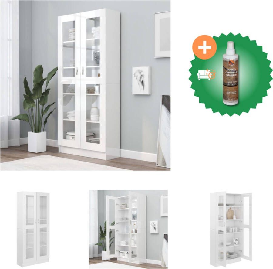 VidaXL Boekenkast Hoogglans Wit 82.5 x 30.5 x 185.5 cm Spaanplaat Kast Inclusief Houtreiniger en verfrisser