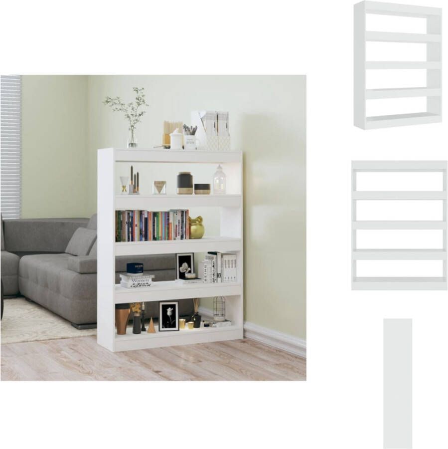 VidaXL Boekenkast Hoogglans wit bewerkt hout 100 x 30 x 135 cm Veelzijdig Kast