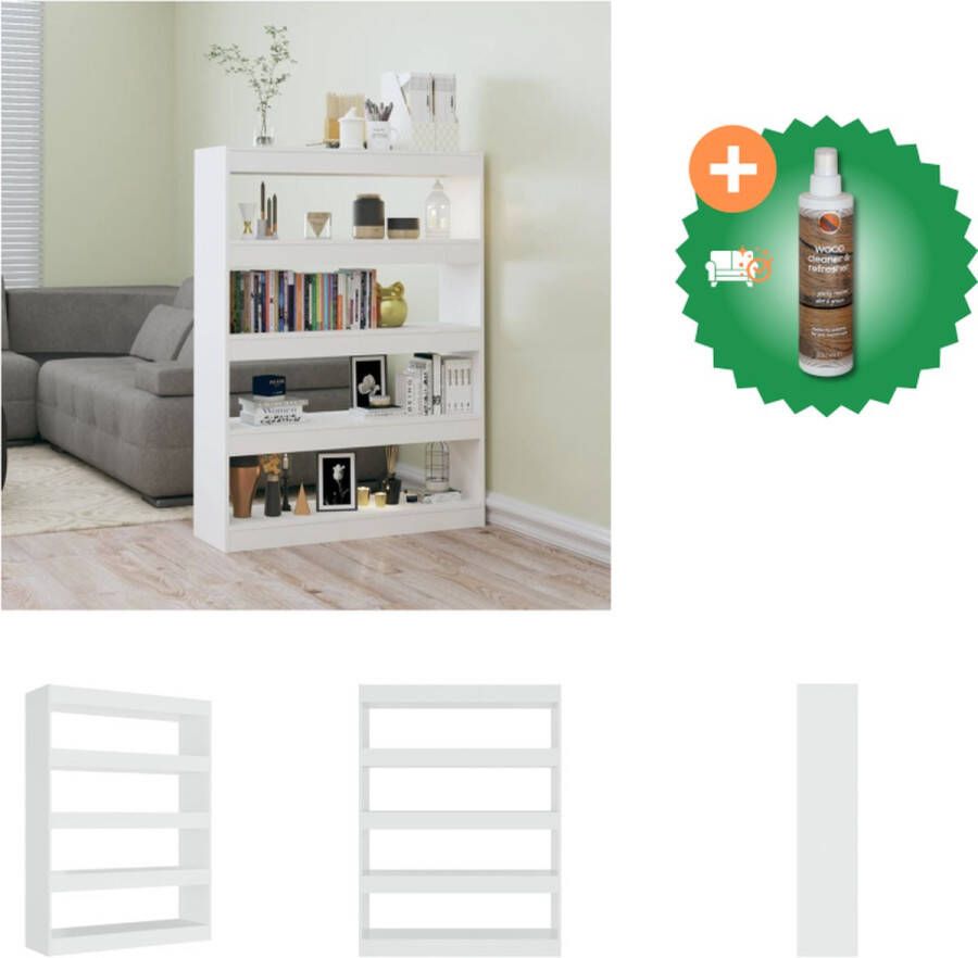 VidaXL Boekenkast Hoogglans wit bewerkt hout 100 x 30 x 135 cm Veelzijdig Kast Inclusief Houtreiniger en verfrisser