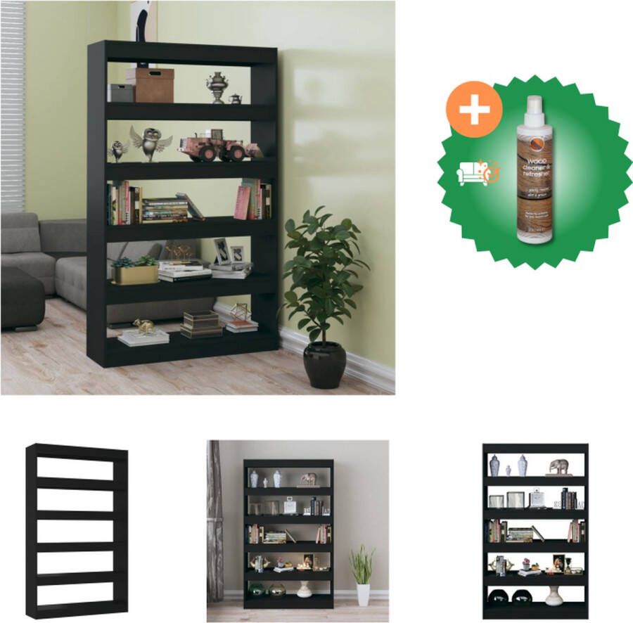 VidaXL Boekenkast kamerscherm 100x30x166 cm zwart Kast Inclusief Houtreiniger en verfrisser