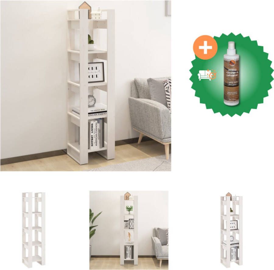 VidaXL Boekenkast kamerscherm 41x35x160 cm massief grenenhout wit Kast Inclusief Houtreiniger en verfrisser
