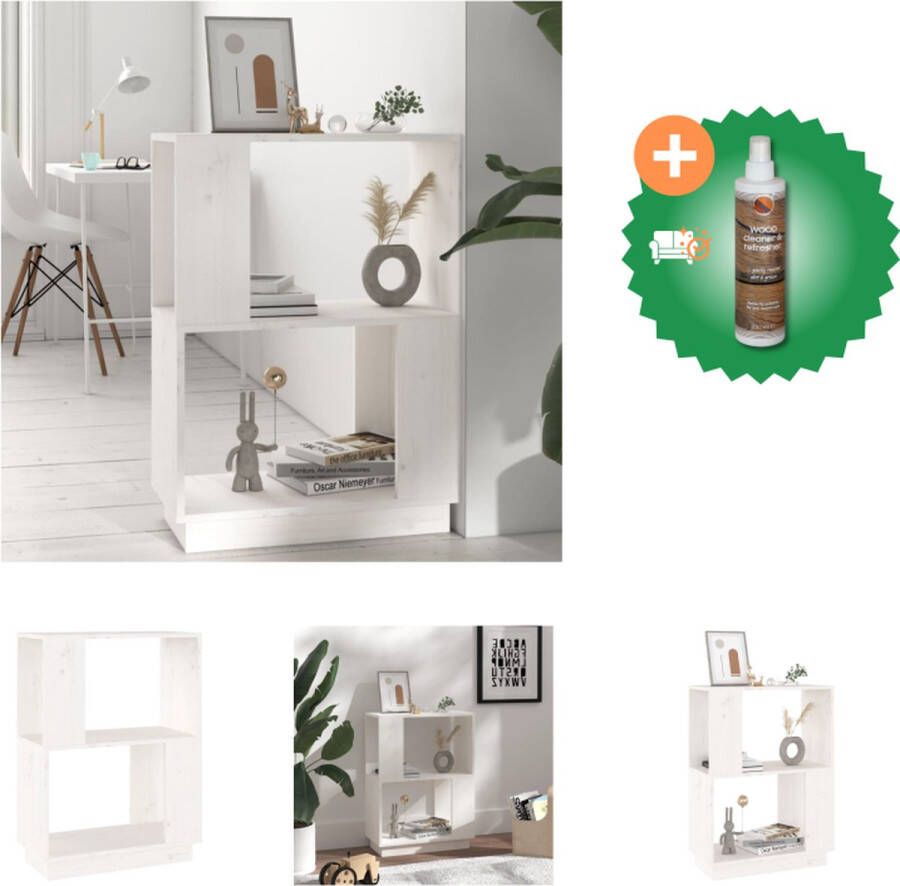 VidaXL Boekenkast kamerscherm 51x25x70 cm massief grenenhout wit Kast Inclusief Houtreiniger en verfrisser