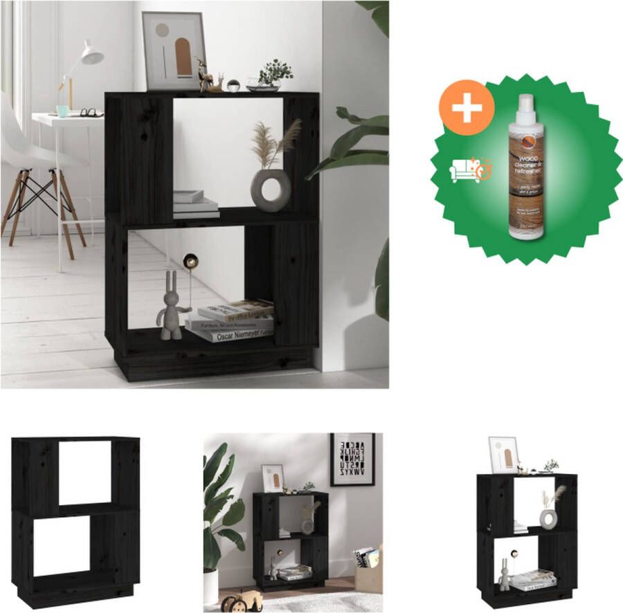 VidaXL Boekenkast kamerscherm 51x25x70 cm massief grenenhout zwart Kast Inclusief Houtreiniger en verfrisser