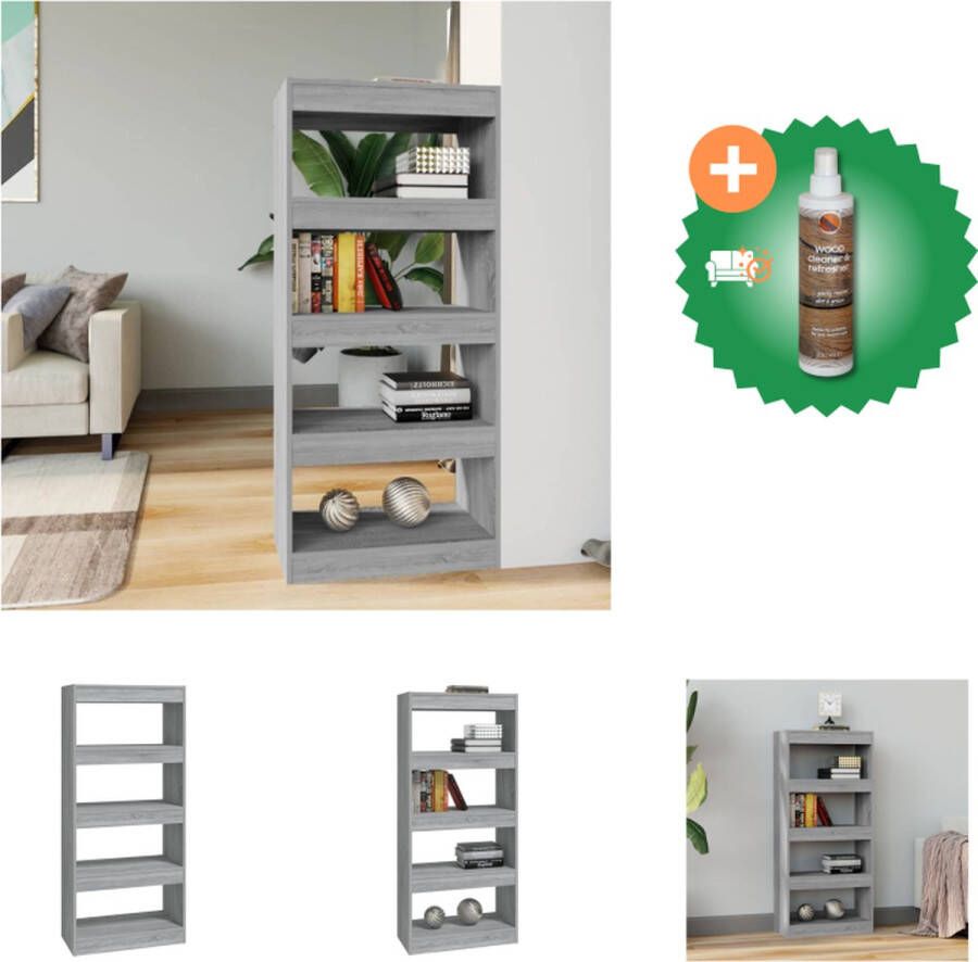 VidaXL Boekenkast kamerscherm 60x30x135 cm bewerkt hout grijs sonoma Kast Inclusief Houtreiniger en verfrisser