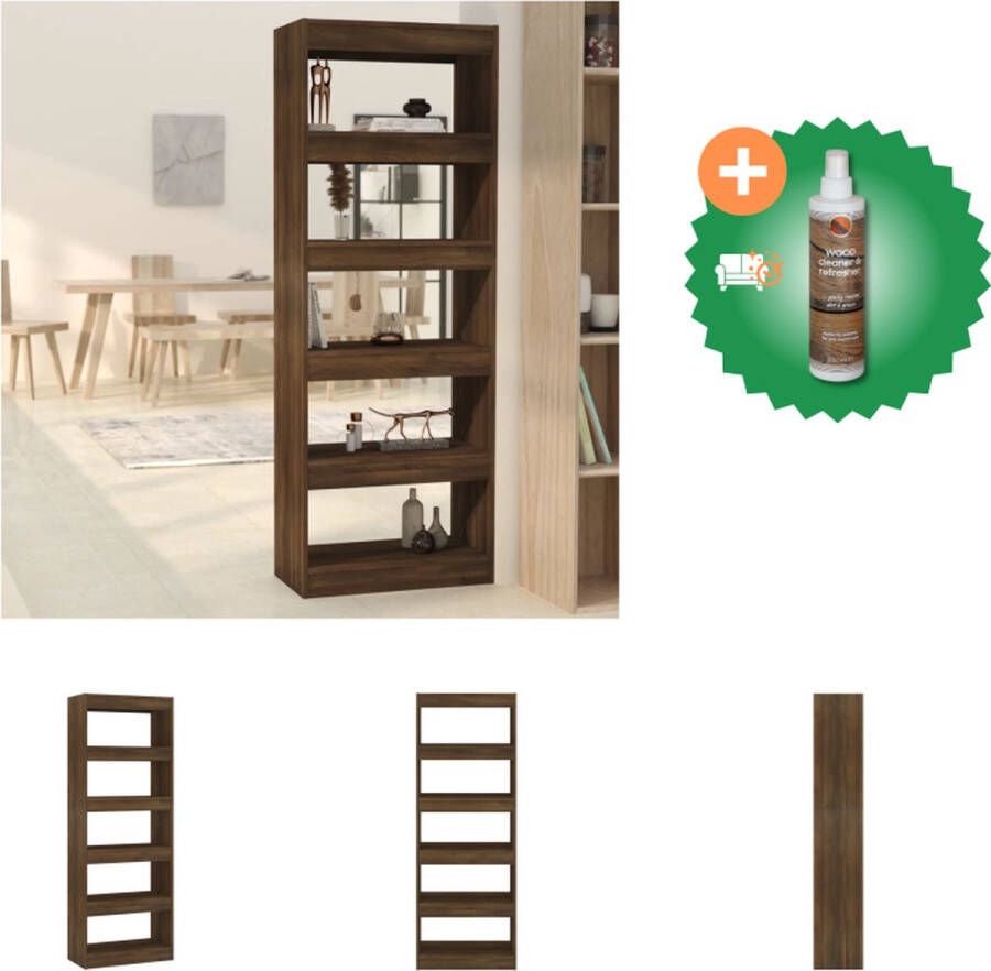 VidaXL Boekenkast kamerscherm 60x30x166 cm spaanplaat bruineikenkleur Kast Inclusief Houtreiniger en verfrisser