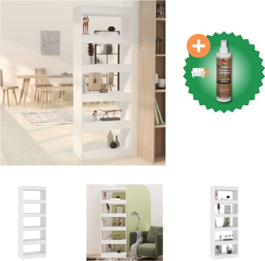 VidaXL Boekenkast kamerscherm 60x30x166 cm spaanplaat wit Kast Inclusief Houtreiniger en verfrisser