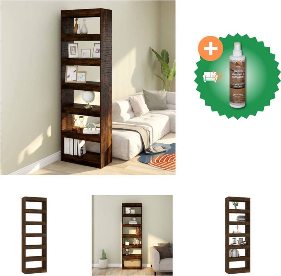 VidaXL Boekenkast kamerscherm 60x30x198 cm gerookt eikenkleurig Kast Inclusief Houtreiniger en verfrisser