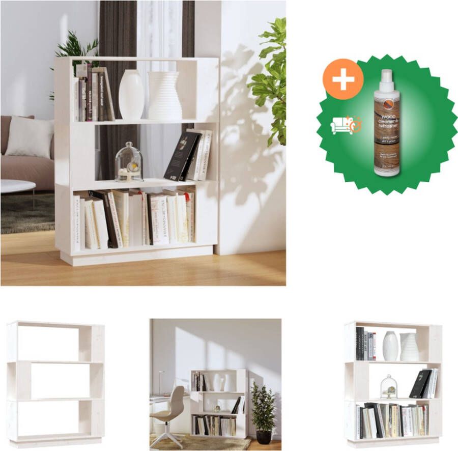 VidaXL Boekenkast kamerscherm 80x25x101 cm massief grenenhout wit Kast Inclusief Houtreiniger en verfrisser