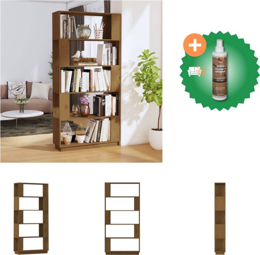 VidaXL Boekenkast Hout 80 x 25 x 163.5 cm Massief Grenenhout Honingbruin Kast Inclusief Houtreiniger en verfrisser
