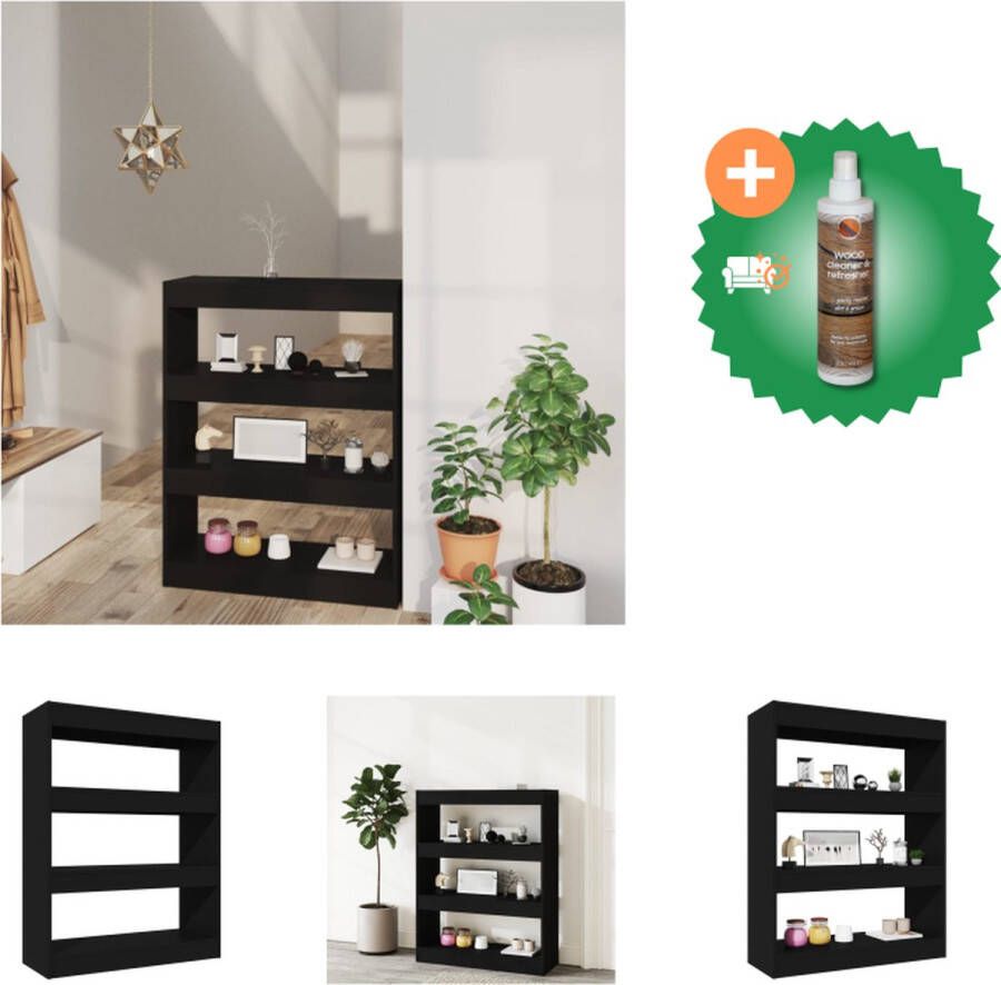 VidaXL Boekenkast kamerscherm 80x30x103 cm bewerkt hout zwart Kast Inclusief Houtreiniger en verfrisser