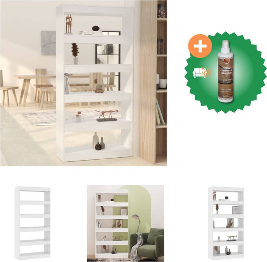 VidaXL Boekenkast kamerscherm 80x30x166 cm spaanplaat wit Kast Inclusief Houtreiniger en verfrisser