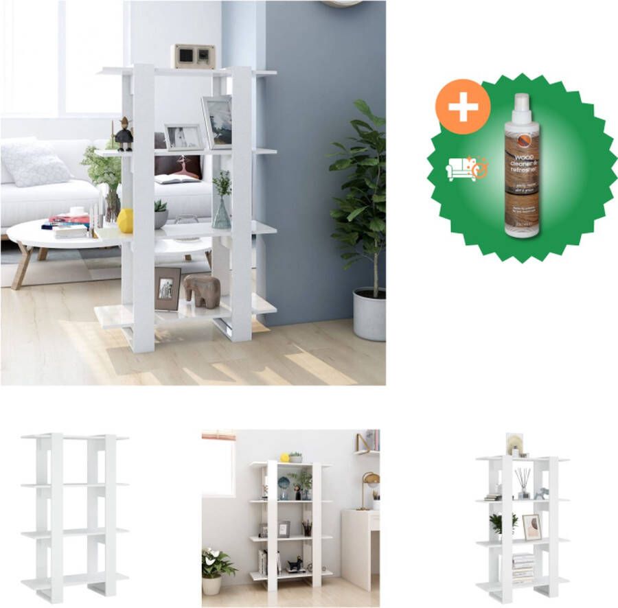 VidaXL Boekenkast kamerscherm 80x30x123-5 hoogglans wit Kast Inclusief Houtreiniger en verfrisser
