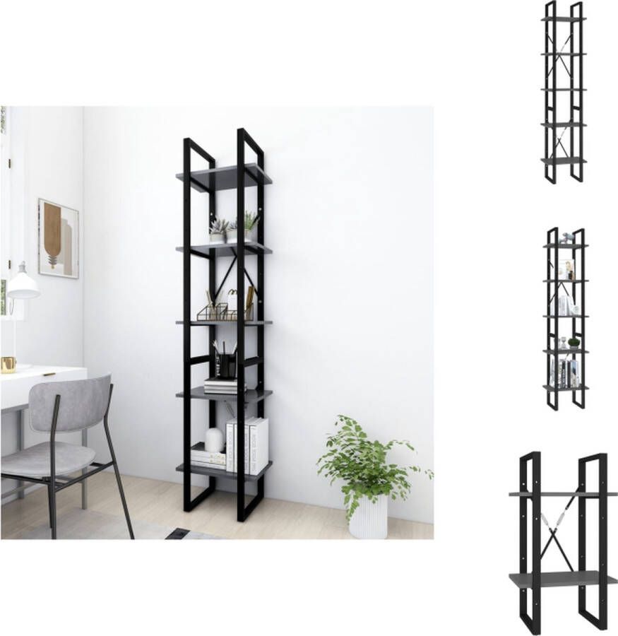 VidaXL Boekenkast Boekenkasten Kast Kasten Boekenkast met 5 schappen 40x30x175 cm bewerkt hout grijs