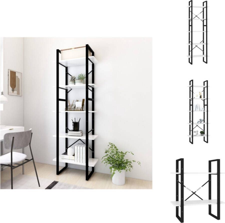 VidaXL Boekenkast Boekenkasten Kast Kasten Boekenkast met 5 schappen 60x30x175 cm bewerkt hout wit - Foto 2