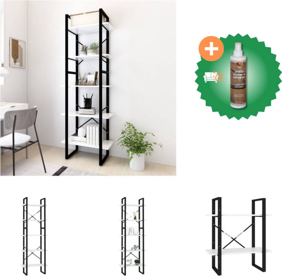 VidaXL Boekenkast met 5 schappen 60x30x175 cm bewerkt hout wit Kast Inclusief Houtreiniger en verfrisser