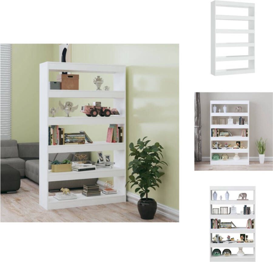 VidaXL Boekenkast Hout Hoogglans wit 100 x 30 x 166 cm Kast