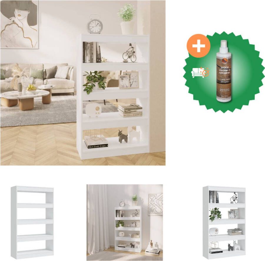 VidaXL Boekenkast Hout Wit 80 x 30 x 135 cm Stevig en veelzijdig Kast Inclusief Houtreiniger en verfrisser