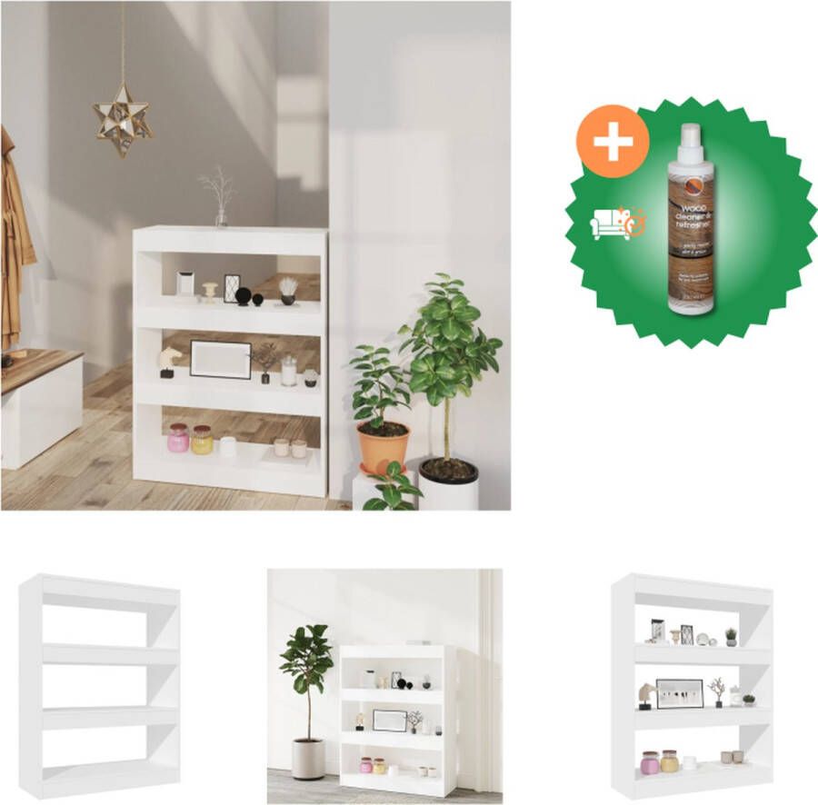 VidaXL Boekenkast kamerscherm 80x30x103 cm bewerkt hout wit Kast Inclusief Houtreiniger en verfrisser