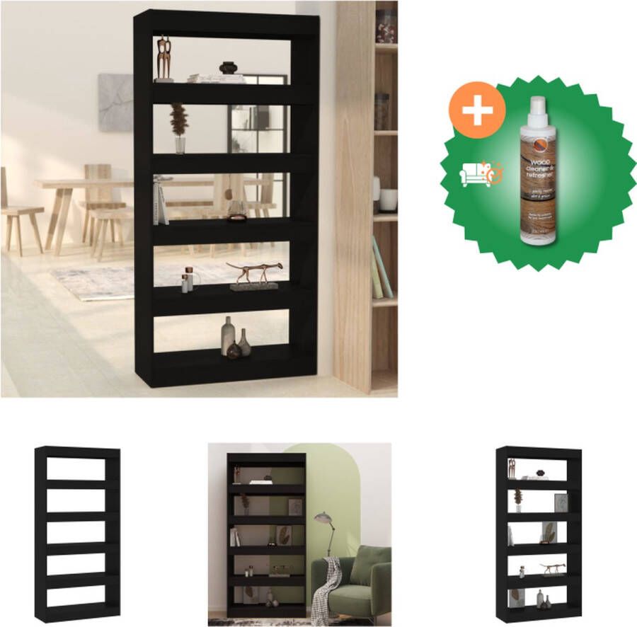 VidaXL Boekenkast kamerscherm 80x30x166 cm spaanplaat zwart Kast Inclusief Houtreiniger en verfrisser
