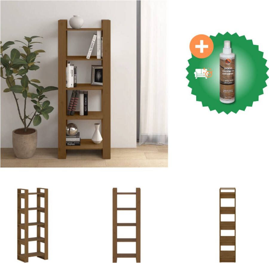 VidaXL Boekenkast kamerscherm 60x35x160 cm massief hout honingbruin Kast Inclusief Houtreiniger en verfrisser