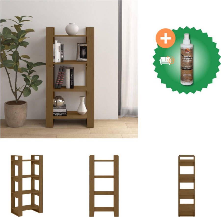 VidaXL Boekenkast kamerscherm 60x35x125 cm massief hout honingbruin Kast Inclusief Houtreiniger en verfrisser