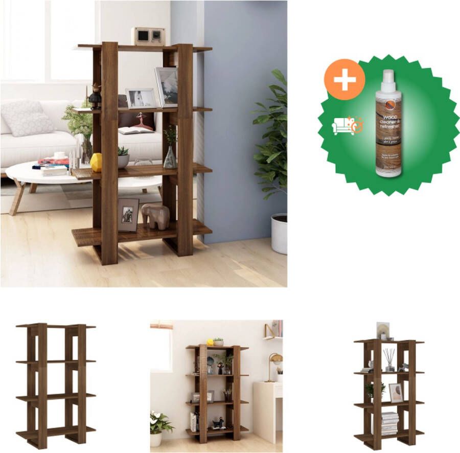 VidaXL Boekenkast kamerscherm 80x30x123-5 cm bruineikenkleurig Kast Inclusief Houtreiniger en verfrisser