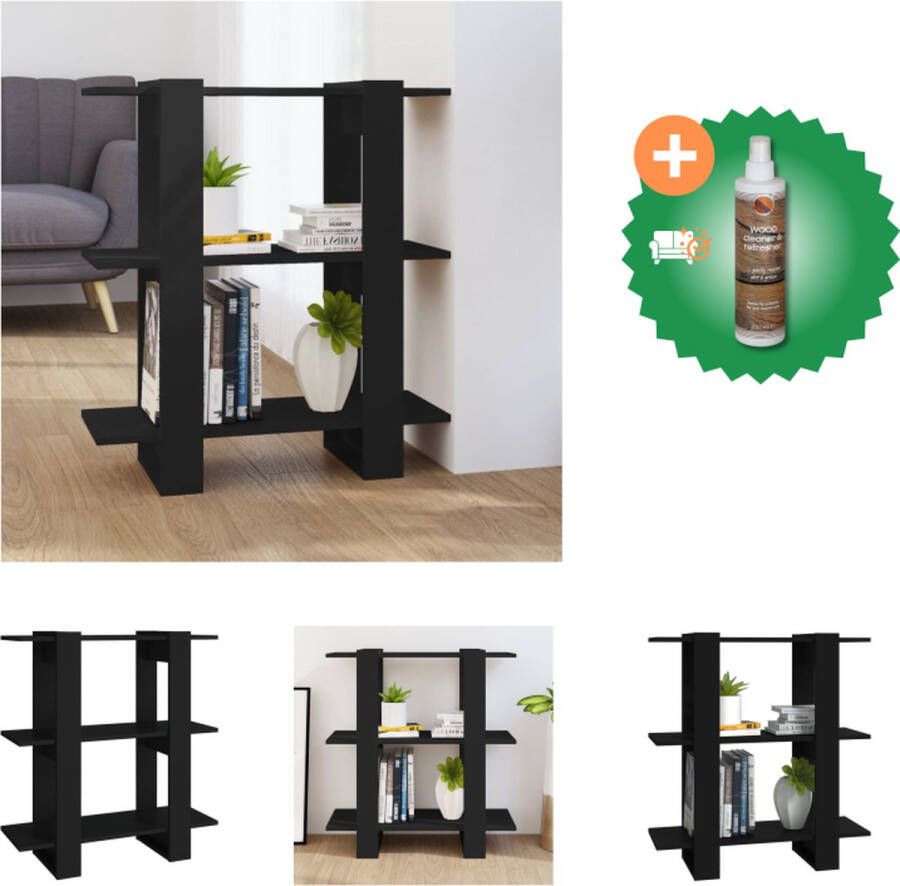 VidaXL Boekenkast kamerscherm 80x30x87 cm zwart Kast Inclusief Houtreiniger en verfrisser