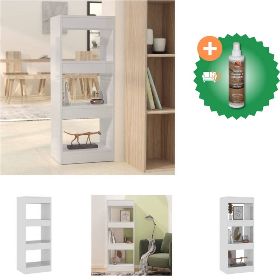 VidaXL Boekenkast kamerscherm 40x30x103 cm spaanplaat hoogglans wit Kast Inclusief Houtreiniger en verfrisser