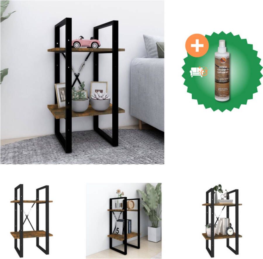 VidaXL Boekenkast 2-laags 40x30x70 cm bewerkt hout gerookt eikenkleur Kast Inclusief Houtreiniger en verfrisser