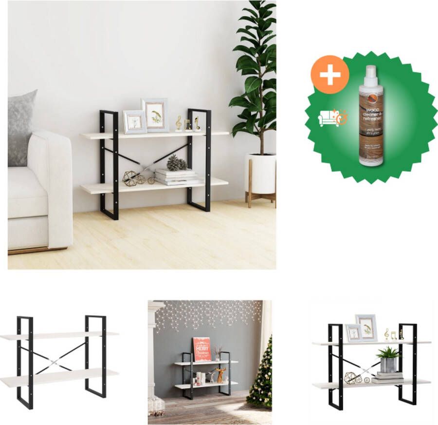 VidaXL Boekenkast met 2 schappen 100x30x70 cm massief grenenhout wit Kast Inclusief Houtreiniger en verfrisser