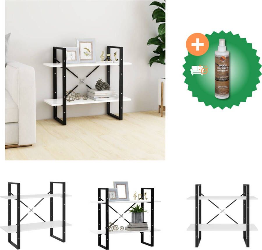 VidaXL Boekenkast met 2 schappen 80x30x70 cm spaanplaat wit Kast Inclusief Houtreiniger en verfrisser