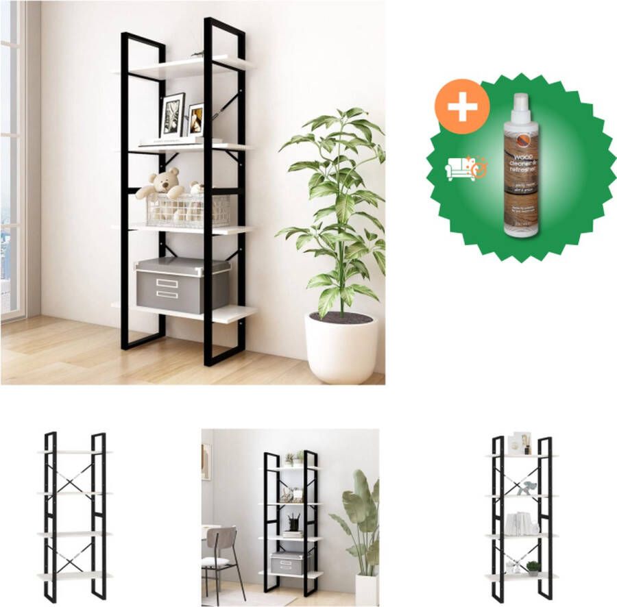 VidaXL Boekenkast met 4 schappen 60x30x140 cm massief grenenhout wit Kast Inclusief Houtreiniger en verfrisser